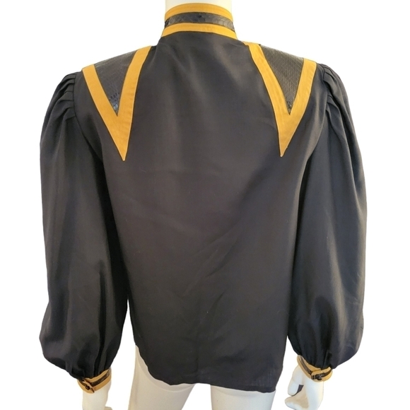 Vintage Francesca of Damon For Starington Shirt 4 Black with Snake Skin - Picture 5 of 5